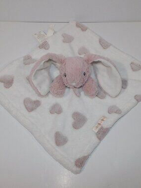 Blankets &Beyond Bunny Rabbit Security Blanket Mauve Pink Dusty Rose Hearts Baby